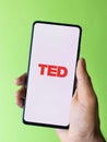 Assam, india - Augest 15, 2020 : TED talks logo on phone screen.