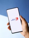 Assam, india - August 27, 2020 : Delhi Daredevils logo on phone screen stock image.