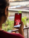 Assam, india - August 13, 2020 : Dream11 a fantasy app logo on phone screen.
