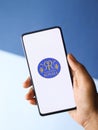 Assam, india - August 27, 2020 : Royal challengers bangalore logo on phone screen stock image.