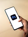 Assam, india - December 20, 2020 : Adobe Photoshop logo on phone screen stock image. Royalty Free Stock Photo