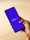 Assam, india - December 20, 2020 : Indigo logo on phone screen stock image.