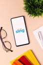 Assam, india - December 20, 2020 : Sling logo on phone screen stock image.