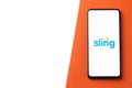 Assam, india - December 20, 2020 : Sling logo on phone screen stock image. Royalty Free Stock Photo