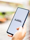 Assam, india - January 15, 2020 : Dribbble logo on phone screen stock image.