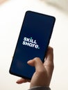Assam, india - January 15, 2020 : Skillshare logo on phone screen stock image. Royalty Free Stock Photo