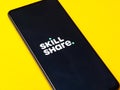 Assam, india - January 15, 2020 : Skillshare logo on phone screen stock image. Royalty Free Stock Photo