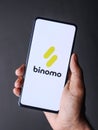 Assam, india - July 28, 2020 : Binomo a easy online stock trading app.