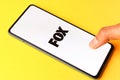 Assam, india - June 21, 2021 : Fox Broadcasting Company logo on phone screen stock image. Royalty Free Stock Photo