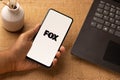 Assam, india - June 21, 2021 : Fox Broadcasting Company logo on phone screen stock image. Royalty Free Stock Photo