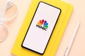 Assam, india - June 21, 2021 : MSNBC tv logo on phone screen stock image. Royalty Free Stock Photo