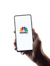 Assam, india - June 21, 2021 : MSNBC tv logo on phone screen stock image. Royalty Free Stock Photo