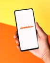 Assam, india - June 21, 2021 : Nickelodeon logo on phone screen stock image. Royalty Free Stock Photo