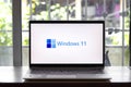 Assam, india - June 17, 2021 : Windows 11 logo on laptop screen stock image. Royalty Free Stock Photo