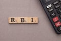 Assam, india - March 30, 2021 : Word RBI written on wooden cubes stock image.