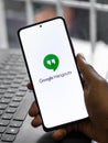 Assam, india - May 29, 2021 : Google Hangouts logo on phone screen stock image. Royalty Free Stock Photo