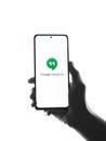 Assam, india - May 29, 2021 : Google Hangouts logo on phone screen stock image. Royalty Free Stock Photo