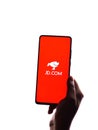 Assam, india - May 04, 2021 : JD.com logo on phone screen stock image. Royalty Free Stock Photo