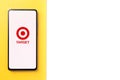 Assam, india - May 18, 2021 : Target Corporation logo on phone screen stock image.