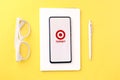 Assam, india - May 18, 2021 : Target Corporation logo on phone screen stock image.