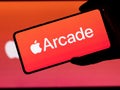 Assam, india - September 25, 2020 : Apple Arcade logo on phone screen stock image.