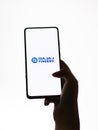 Assam, india - September 24, 2020 : Bajaj finserv logo on phone screen stock image.