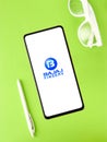 Assam, india - September 24, 2020 : Bajaj finserv logo on phone screen stock image.