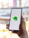 Assam, india - September 6, 2020 : Evernote logo on phone screen stock image.