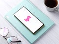 Assam, india - September 18, 2020 : Lyft logo on phone screen stock image.