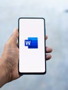 Assam, india - September 6, 2020 : Ms Word logo on phone screen stock image.