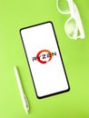 Assam, india - September 24, 2020 : Ryzen logo on phone screen stock image.