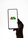 Assam, india - September 24, 2020 : Super Mario logo on phone screen stock image.