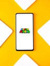 Assam, india - September 24, 2020 : Super Mario logo on phone screen stock image.
