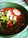 Assam Laksa Noddle in Tangy Fish Gravy. Royalty Free Stock Photo