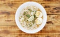 Assam Laksa Noddle in Tangy Fish Gravy is a Special Malaysian Food Popular in Penang Royalty Free Stock Photo