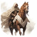 Hyperrealistic Illustration Of A Centaur In Brown Cloak