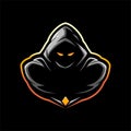 ASSASSIN NINJA WARRIOR WITH A CLOAK MASCOT LOGO GAMING VECTOR ILLUSTRATION