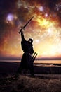 Assassin at starry night Royalty Free Stock Photo