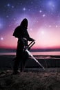 Assassin at starry night Royalty Free Stock Photo