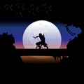 Assassin training at night on a full moon