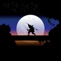 Assassin training at night on a full moon