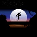 Assassin training at night on a full moon