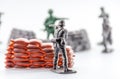 Assassinate of mini plastic Soldier toy Royalty Free Stock Photo