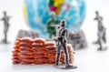 Assassinate of mini plastic Soldier toy Royalty Free Stock Photo