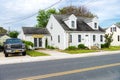 Beautiful front yard of typical American single family homes on Assateague Island. Mowed green lawn