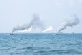 Assault amphibious vehicles of South Korea sail along the sea during Cobra Gold 2018 Multinational Military Exercise Royalty Free Stock Photo