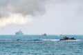 Assault amphibious vehicles of South Korea sail along the sea during Cobra Gold 2018 Multinational Military Exercise