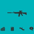 Assault carbine icon flat