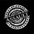 Assault chalk emblem, retro style, chalk or chalkboard texture. Vector Illustration. Detailed