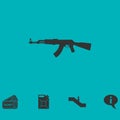 Assault rifle icon flat